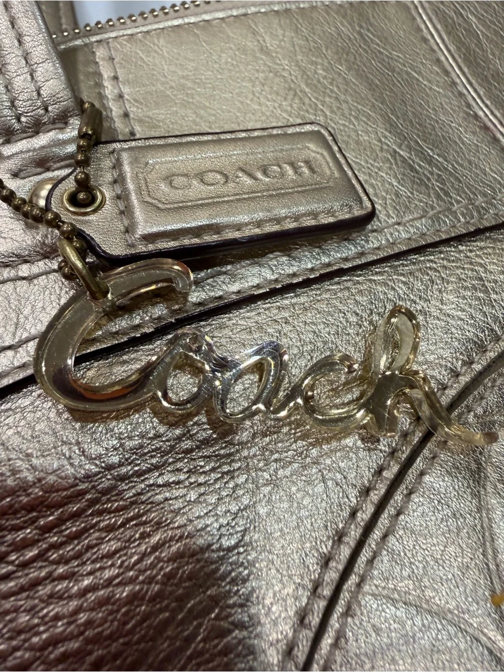 Coach Laura Gold Metallic Leather Tote Bag